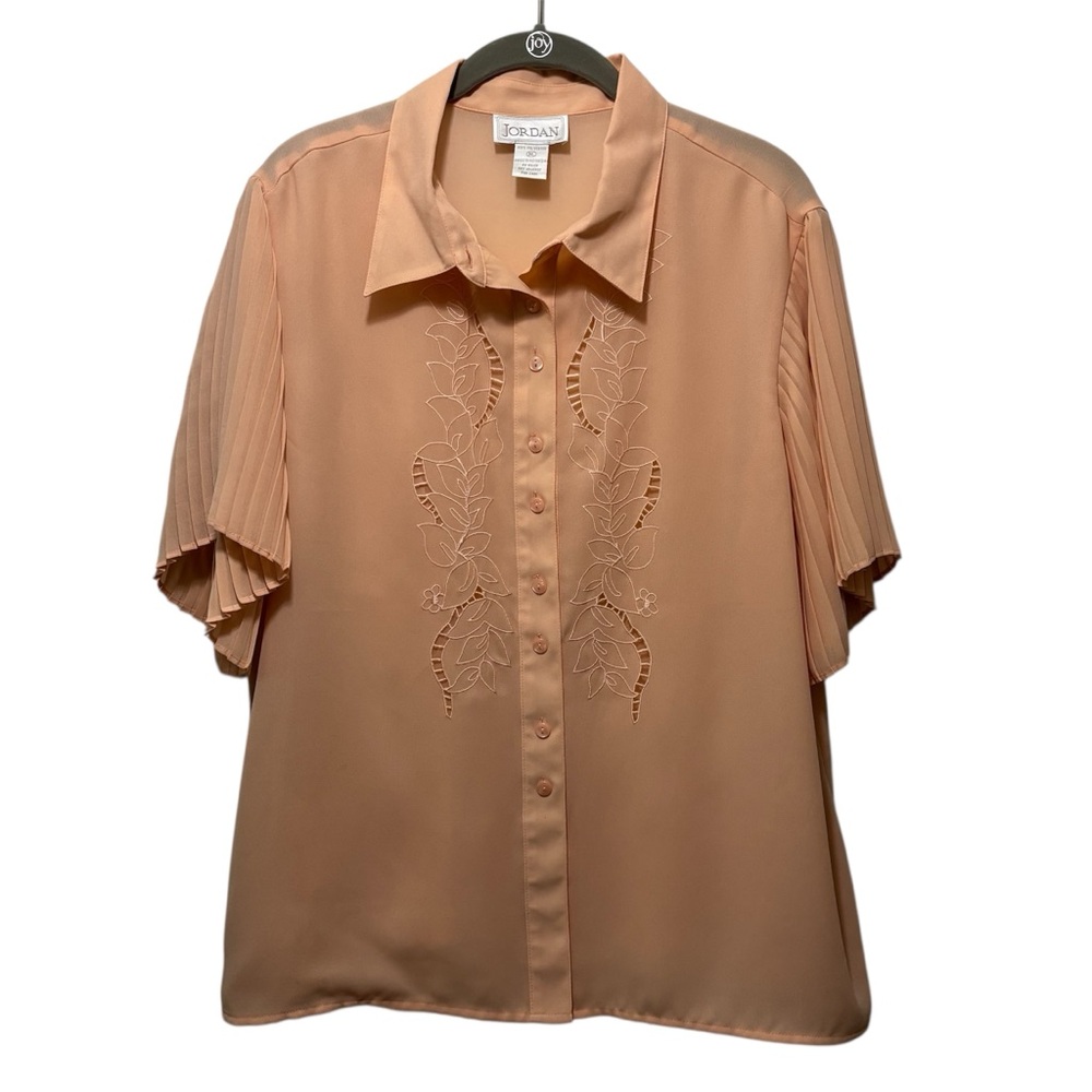 Vintage Jordan Embroidered Chiffon Blouse Size XL